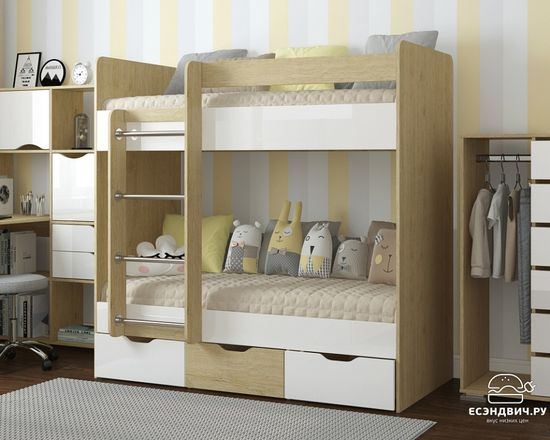 дуб пикард / белый глянец