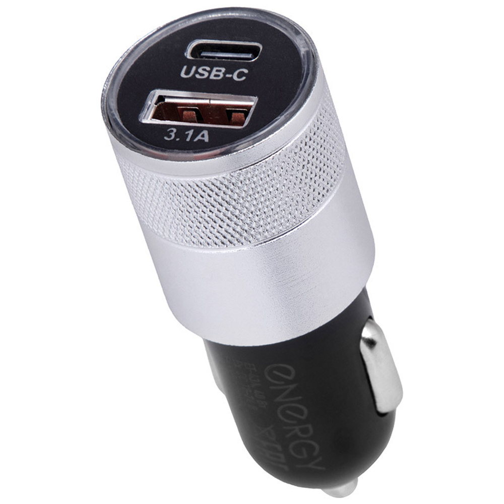 Автомобильное зарядное устройство Energy ET-43А, черный с серебром