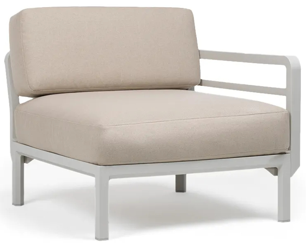 Модуль правый/левый пластиковый с подушками Nardi Maximo Elemento Terminale DX/SX, гипс, жемчуг