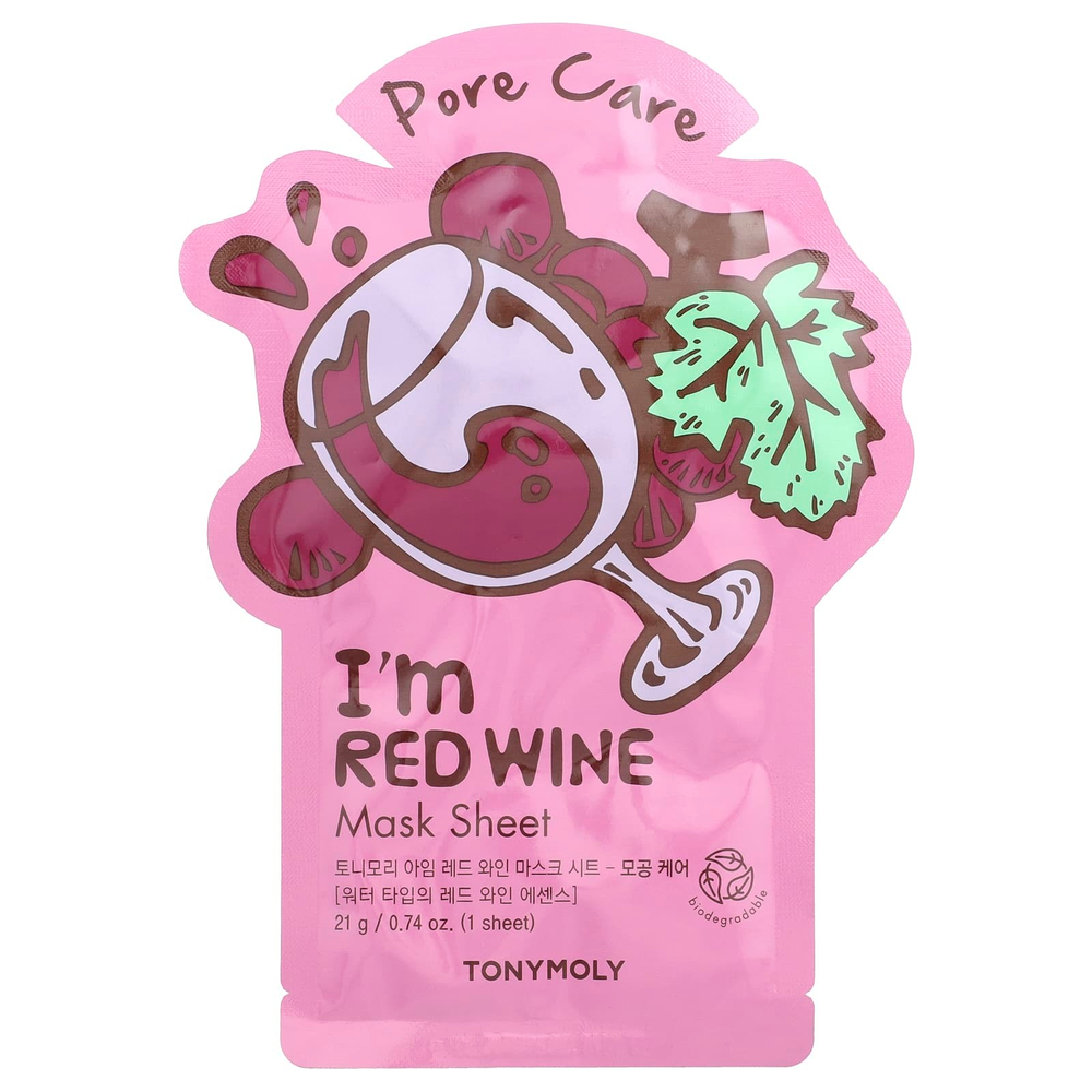 TonyMoly, I'm Red Way, тканевая маска для ухода за порами, 1 шт., 21 г (0,74 унции)