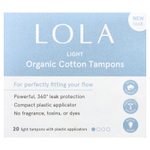 Lola, тампоны из органического хлопка с пластиковыми аппликаторами, легкие, 20 штук