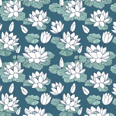 Water lilies seamless pattern.