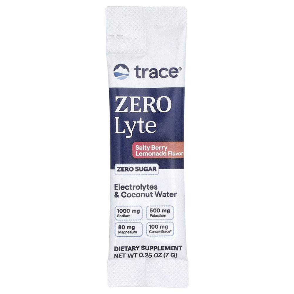 Trace, ZEROlyte, электролит и кокосовая вода, salty berry lemonade flavor, 30 пакетиков.