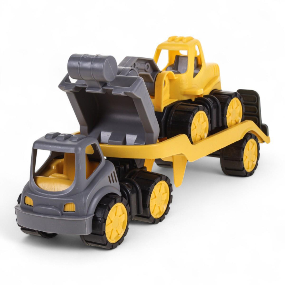 Пластмассовая игрушечная машина Toy Bibib "Эвакуатор с трактором", упакет полиэт.сетка