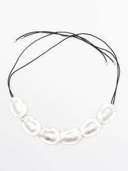 Massimo Dutti Ремень с овальными металлическими деталями, серебряный