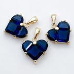 Подвеска Сердце, цвет золото + синий, фианиты, размер 13*14 мм, цена за 1 шт