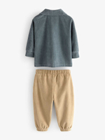 Рубашка вельветовая и брюки вельветовые в комплекте для мальчика Next B30-377, Серый, Песочный