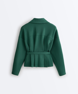 Oysho Куртка с ремнем, темно-изумрудный