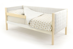 Детская кровать-тахта мягкая с бортиком Бельмарко Svogen бежево-белый