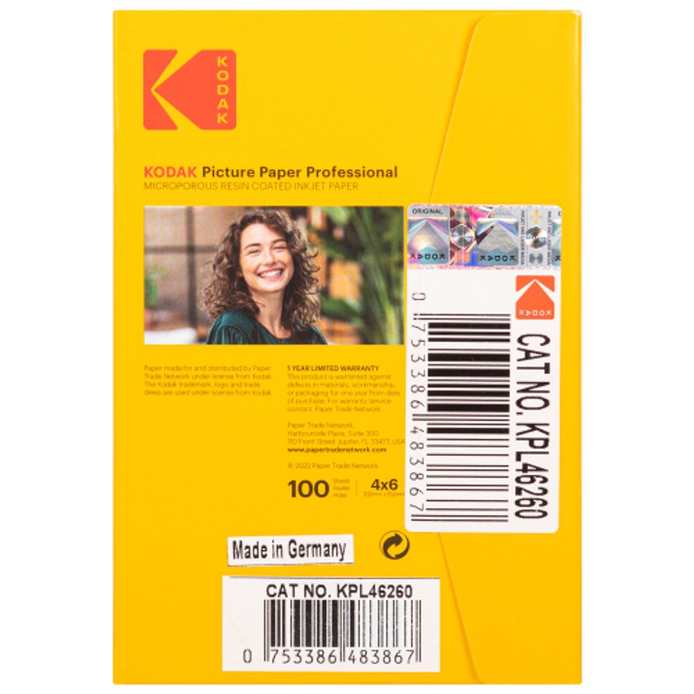 Фотобумага Kodak KPL46260 для струйной печати 4x6 Inkjet Paper Lustre 260 gsm 100 листов | Kodak
