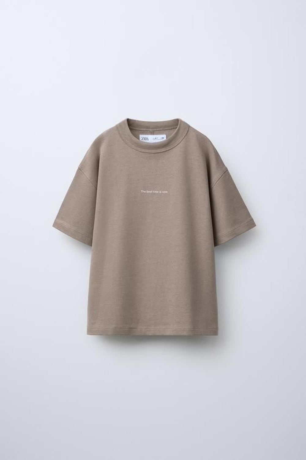 ZARA ФУТБОЛКА С НАДПИСЬЮ, ЦВЕТ РОЗОВОГО МЕЛА