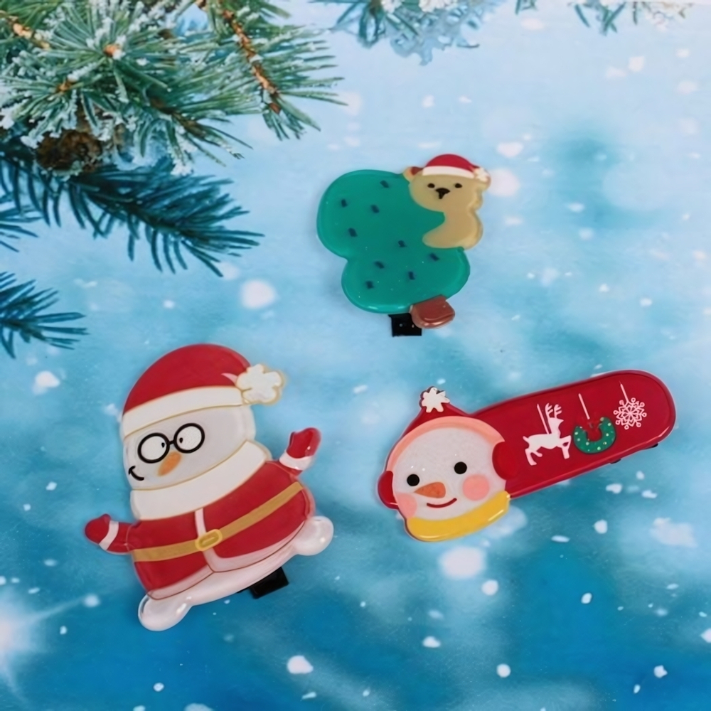 Зажимы для волос 3шт "Christmas story - Новогодние забавы"