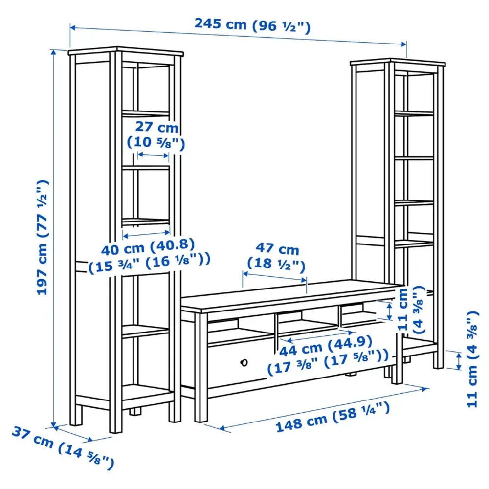 Тумба под телевизор - IKEA HEMNES, 49x197 cm, белый, Хемнэс ИКЕА