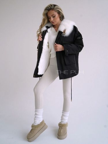 Черная хлопковая парка ARMY с мехом белого песца