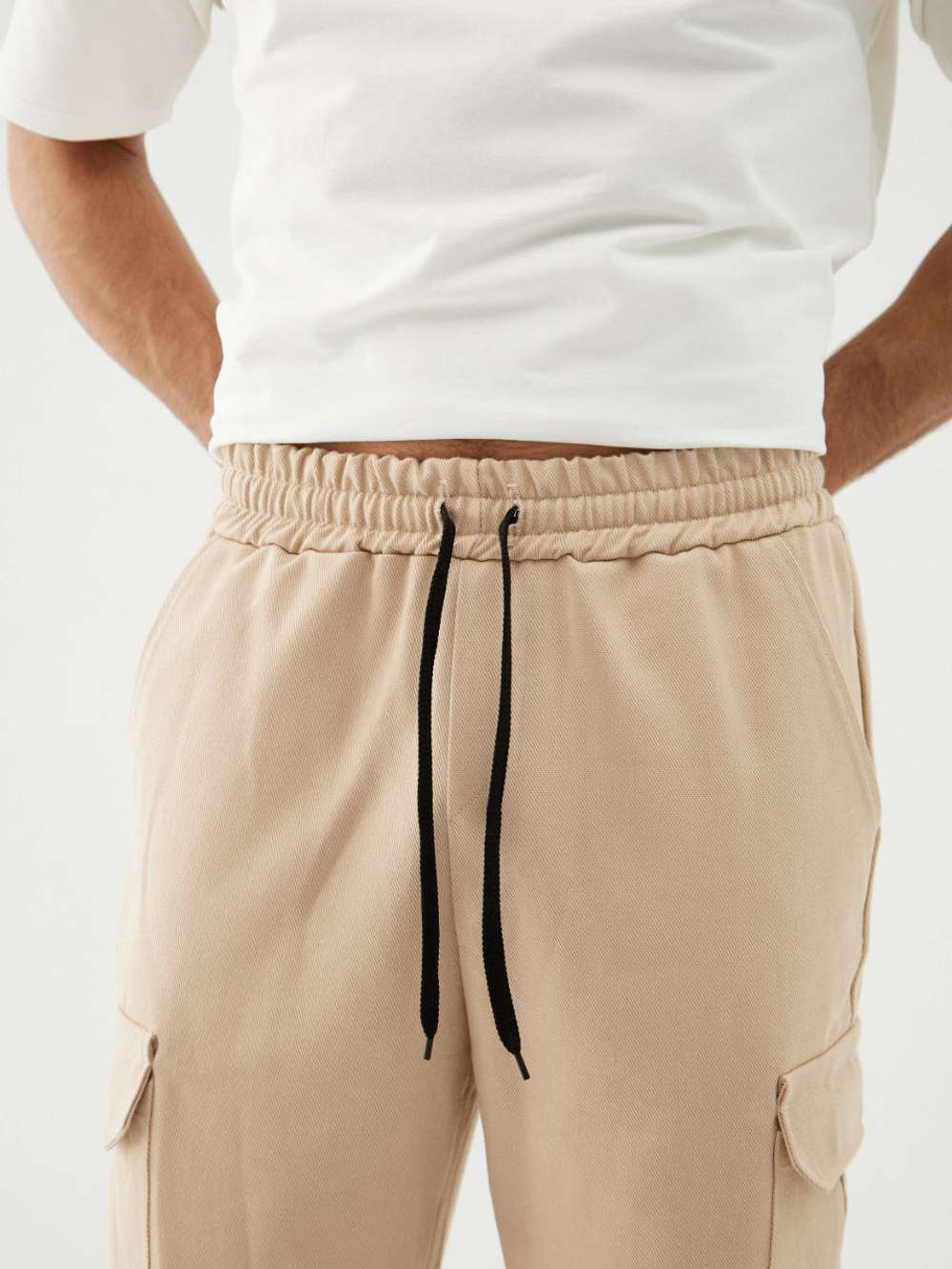 Джоггеры карго хлопковые. Песок