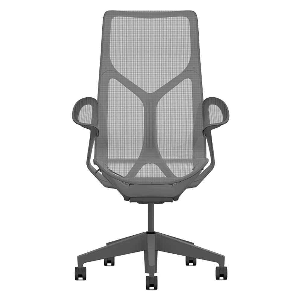 Кресло Herman Miller Cosm, высокая спинка, цвет Carbon, подлокотники «лепестки» (Leaf)