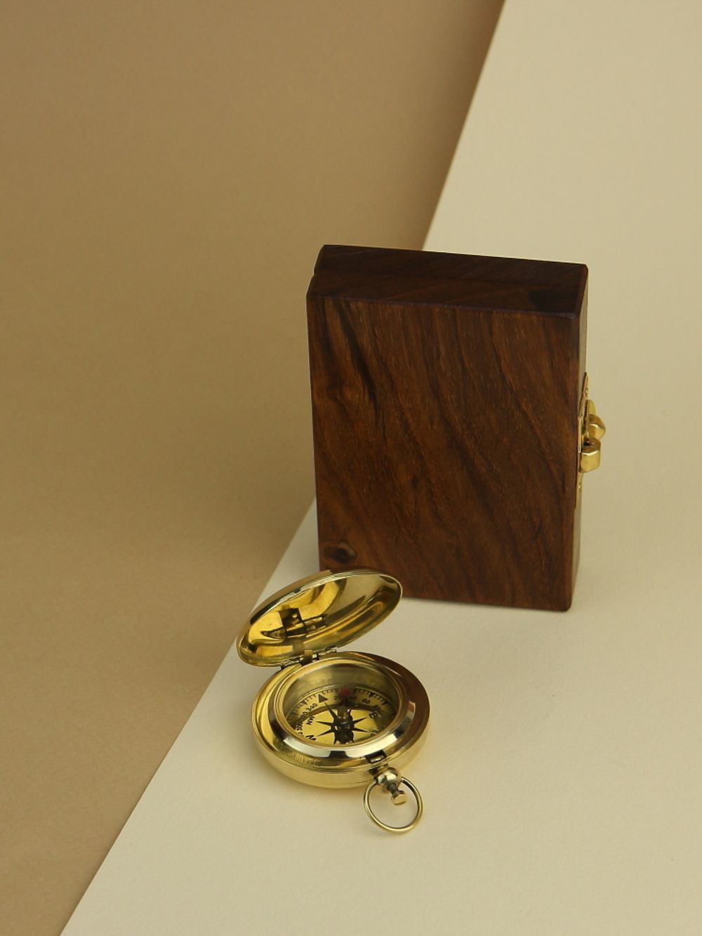 Nautical Карманный компас в деревянном футляре