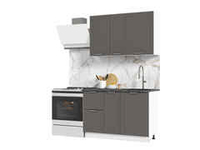 Кухня Альфа 1,2 м холст вулкан (корпус белый, столешница кастилло темный)