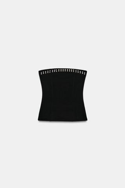 ZARA ТОП БАНДО С ЭЛАСТИЧНОЙ ТКАНЬЮ И ЗАКЛЕПКАМИ, ЧЕРНЫЙ