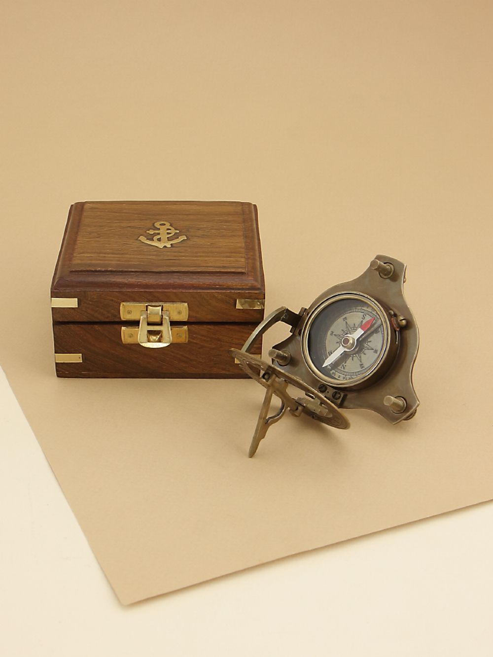 Nautical Морской компас в деревянном футляре