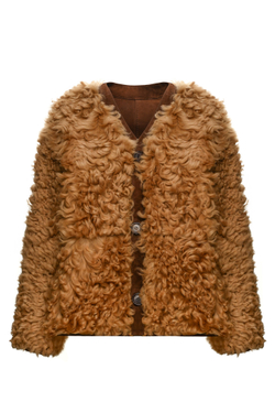 Коричневая двусторонняя шуба-дубленка k é k é