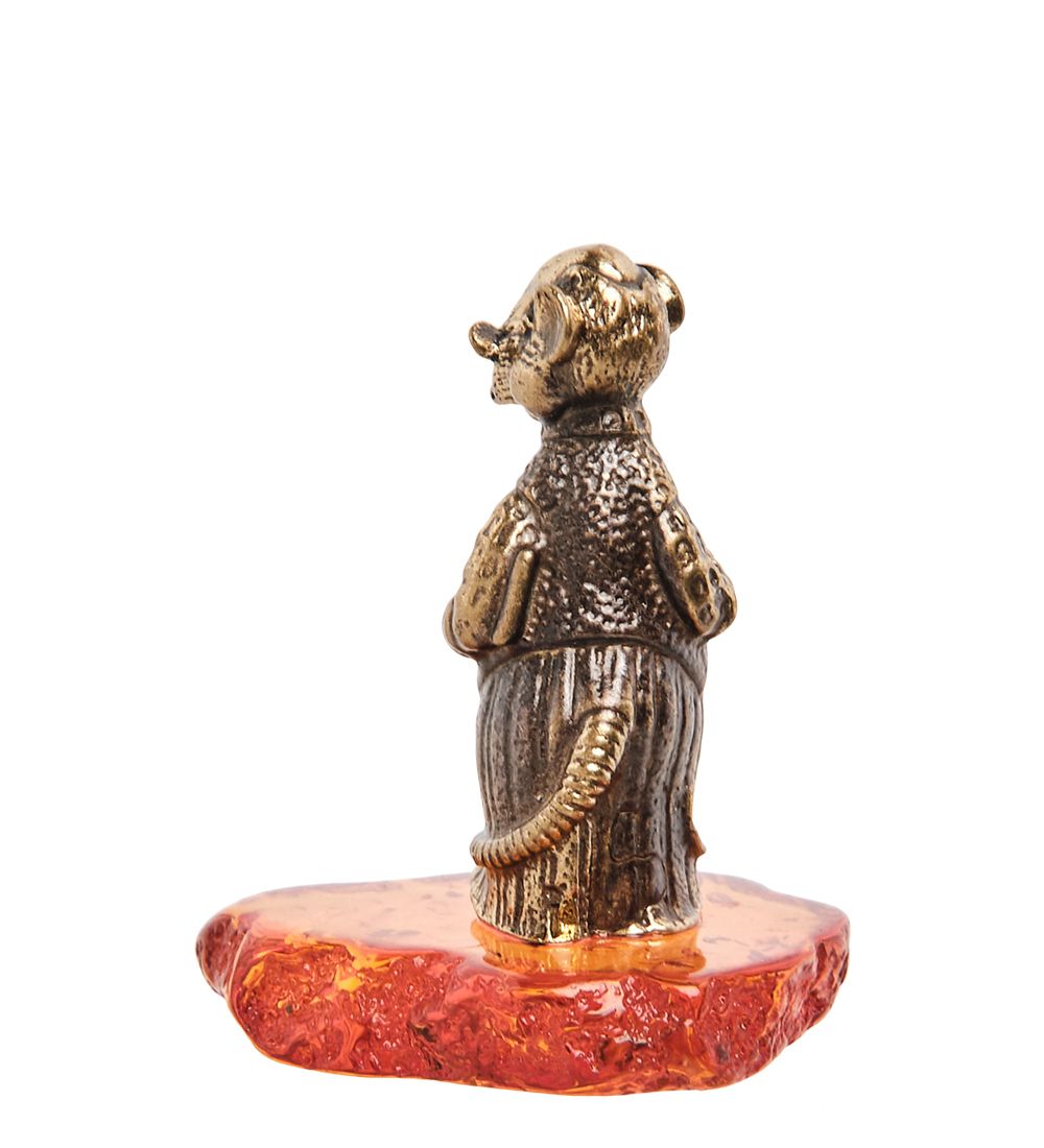 AM-1670 Фигурка «Мышь Крыс Бухгалтер» (латунь, янтарь)