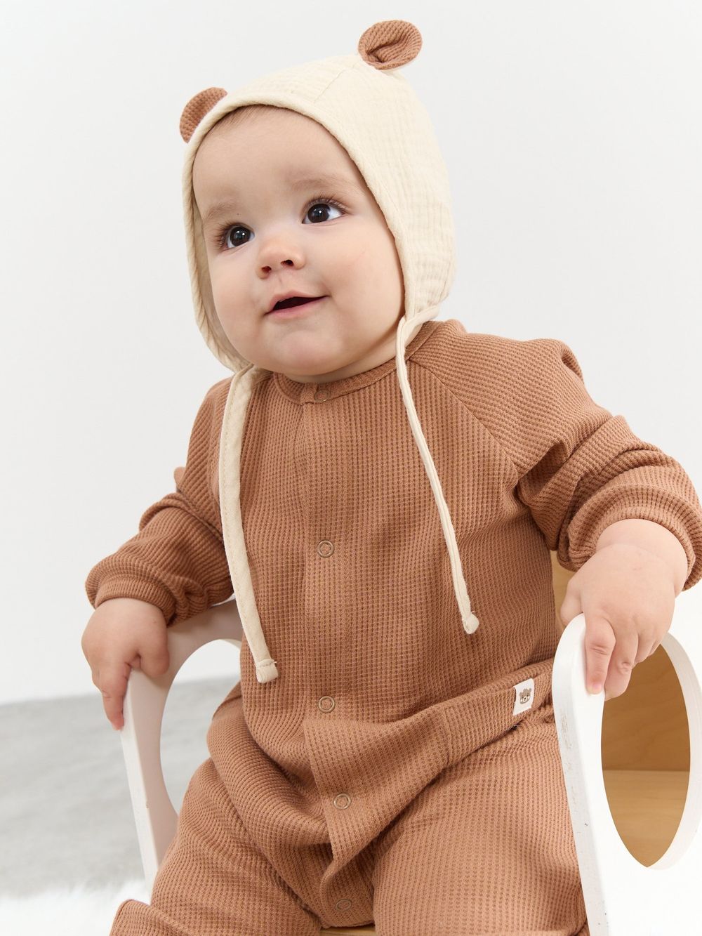 Комбинезон из вафельной ткани "Имбирное печенье" 0+
