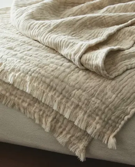 ZARA HOME ЖАККАРДОВЫЙ ПЛЕД С ЦВЕТОЧНЫМ УЗОРОМ, ЭКРЮ