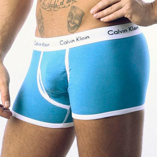 Мужские трусы боксеры бирюзовые с белой резинкой Calvin Klein 365 Turquoise White