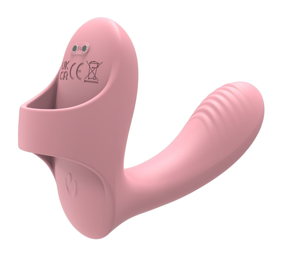 Нежно-розовый вибромассажер с петелькой на палец (Цвет: нежно-розовый)