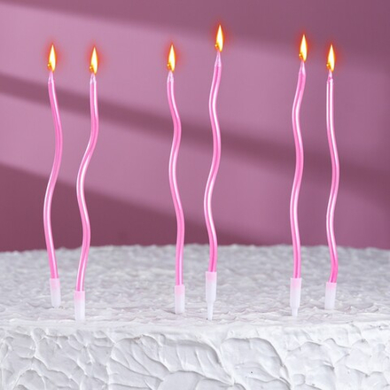 Набор свечей с подставками,Коктейльные Розовый блик( 6шт)