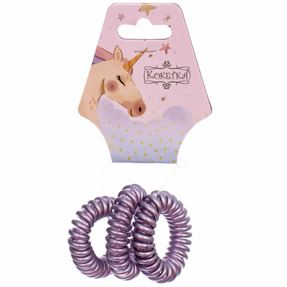 Резинки для волос силиконовые 3шт «ЕЖЕВИКА», цвет лиловый, d-3,8см (Подвес Единорог)