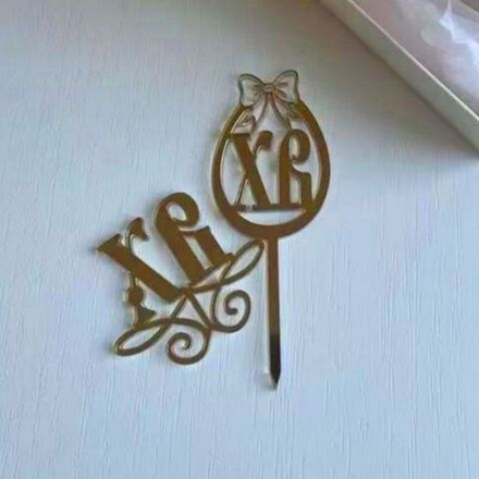 Пасхальный набор (украшение + мини топпер) «ХВ» 2шт, золото