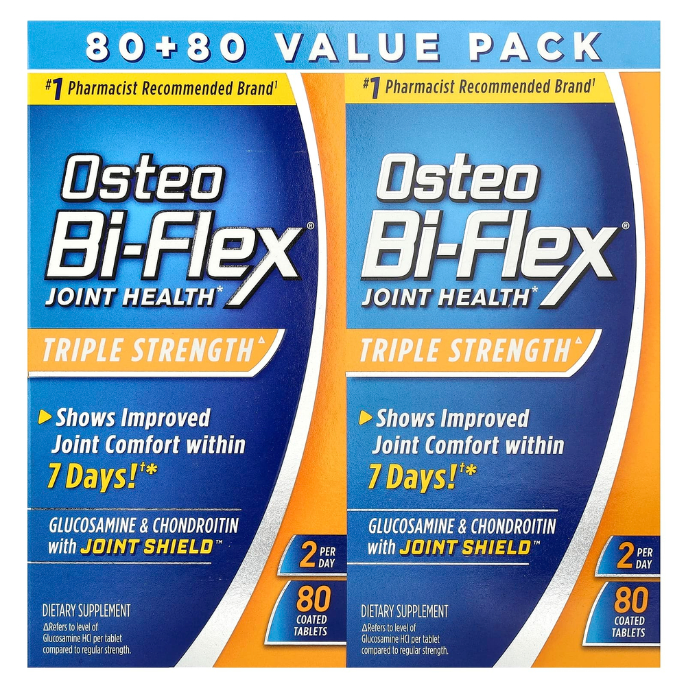 Osteo Bi-Flex, Здоровье суставов, тройная сила, 2 пакетика, 80 таблеток, покрытых оболочкой