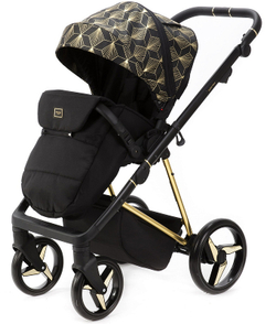 Детская коляска Adamex Quantum Star 2 в 1 Q-STAR58 (ЧЕРНЫЙ+ЗОЛОТОЙ ОРНАМЕНТ+ЗОЛОТО ДНО+ЗОЛОТО РАМА)