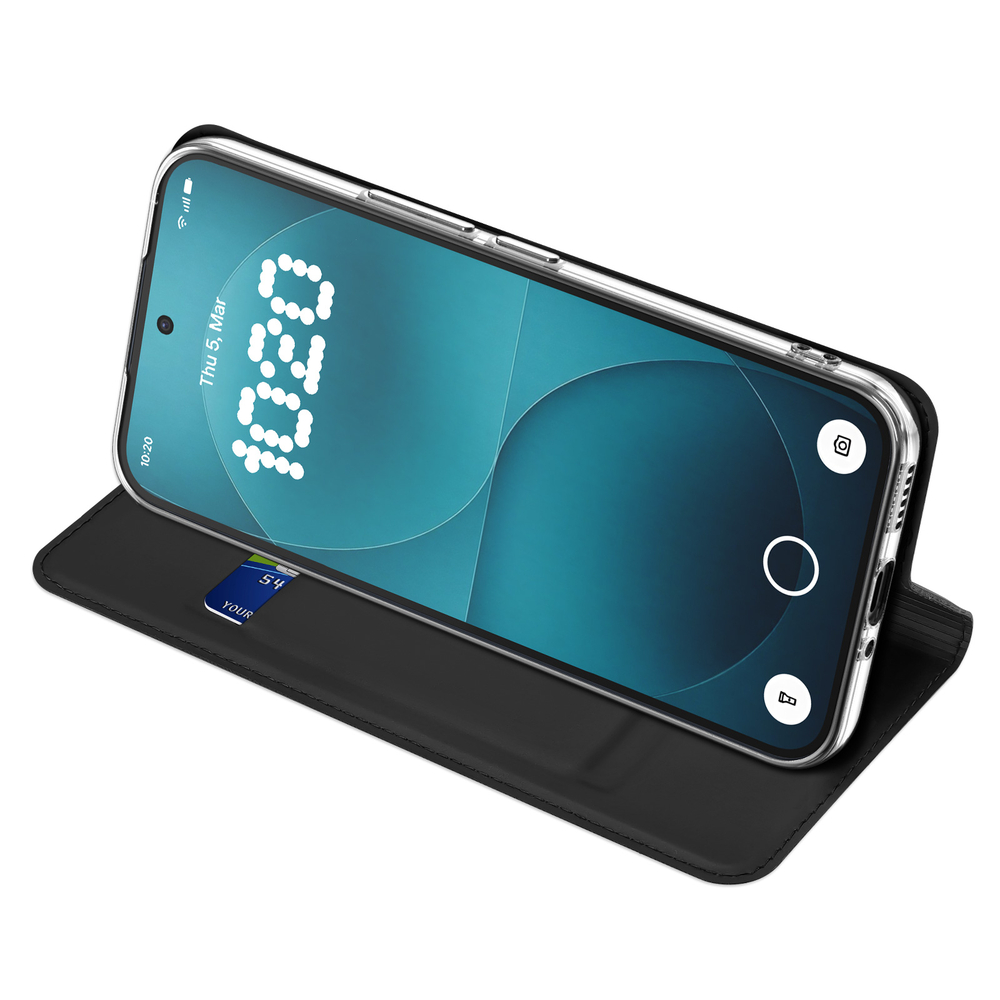 Чехол книжка из кожи черного цвета для Nothing Phone 4a Pro, серия Skin Pro Series от Dux Ducis