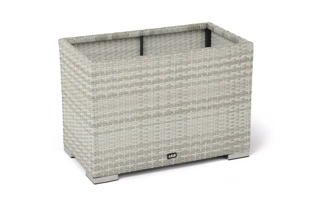 "Лунго" кашпо для цветов большое плетеное из искусственного ротанга, цвет бежевый