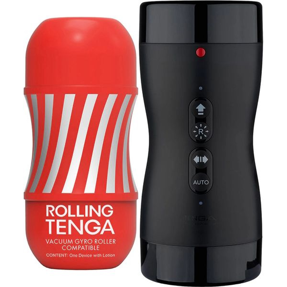 Набор Tenga Vacuum Gyro Roller 3s: мастурбатор и устройство для вращения и создания вакуума (Цвет: черный)