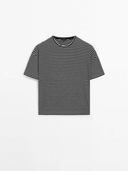 Massimo Dutti Футболка в полоску, черный