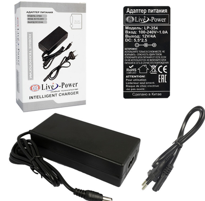Блок питания Live-Power А-354 12В, 4A адаптер 220-12V/4A, штекер 5.5*2,5 мм