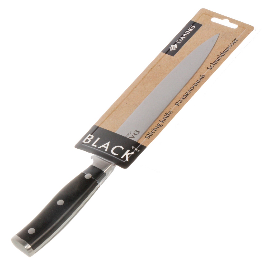 Нож кухонный Daniks, Black, разделочный, сталь, 20 см, рук пласт, YW-A325-SL