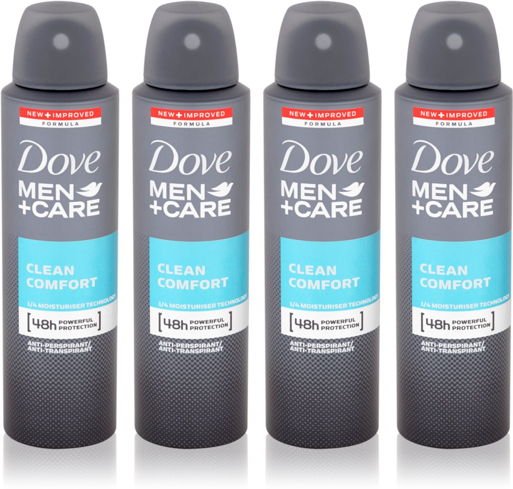 Dove Men+Care Clean Comfort - спрей-антиперспирант 4 х 150 мл (удобная упаковка) для мужчин /   / GTIN 8720182396846