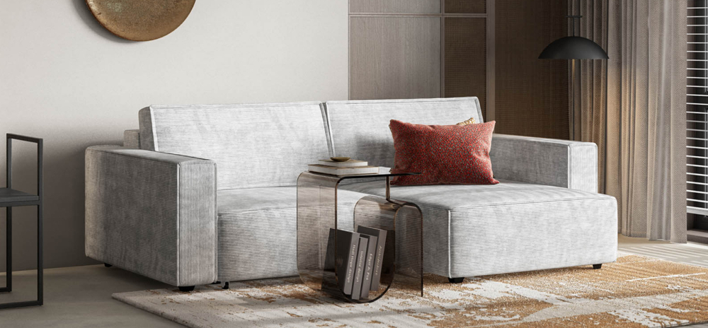 Угловой диван Босс Софт Модуль Вельвет Корд Серый(последний экземпляр)