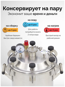 Автоклав «Заготовщик» 26 л с дистиллятором