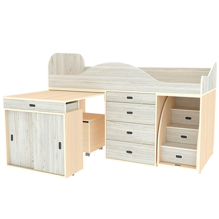 Кровать-чердак КарИВи Малыш Люкс  Дуб Молочный Винтерберг