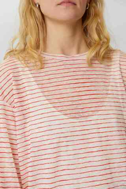 Топ с разрезами в полоску из льна