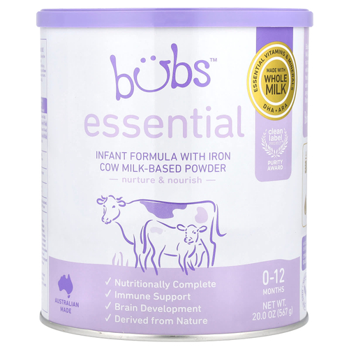 Aussie Bubs, Essential, смесь для младенцев с железом, порошок из коровьего молока, 0-12 месяцев, 567 г (20 унций)