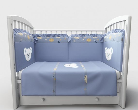 Набор в кровать для новорожденных Lollycottons Deni, Голубой