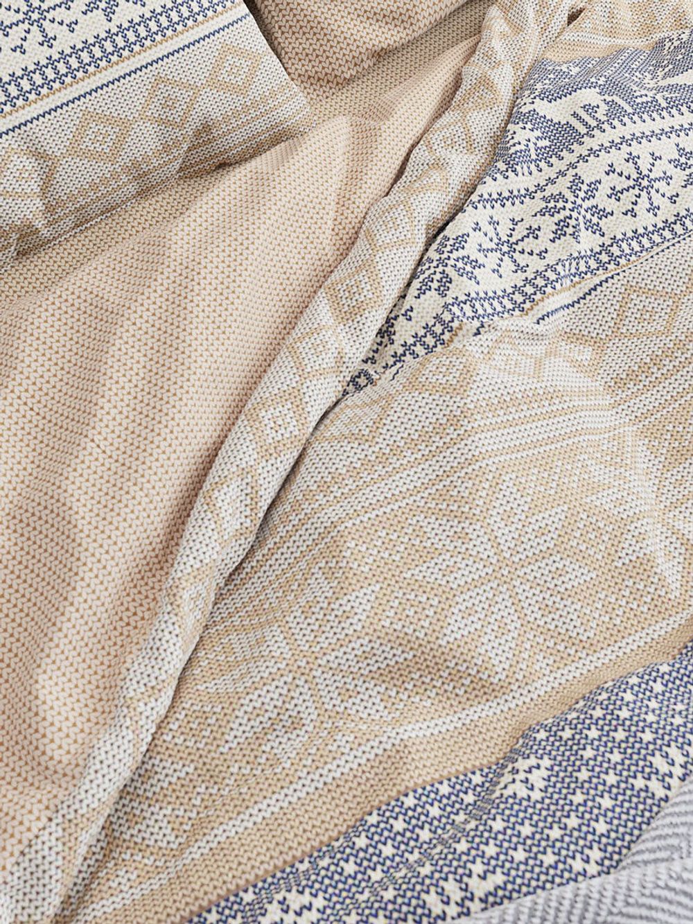 Постельное белье Сказка "Скандинавия/Вязание" 2-спальный Наволочка 50х70 см 2 шт Простынь на резинке 160х200 см Пододеяльник 175х215 см, перкаль