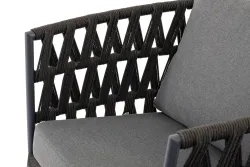 "Диего" лаунж-зона 4-местная плетеная из роупа (веревки), каркас алюминиевый темно-серый, роуп темно-серый